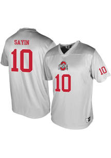 Julian Sayin  Genuine Collective Ohio State Buckeyes Grey Football NIL Player Name and Number Foot..