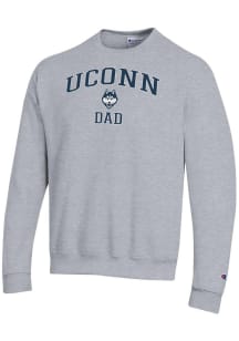 Champion UConn Huskies Mens Grey Arch Logo Dad Powerblend Long Sleeve Crew Sweatshirt