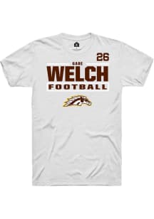 Gabe Welch Western Michigan Broncos White Football NIL Stacked Box Short Sleeve Player T Shirt