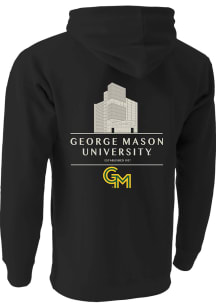 George Mason University Mens Black Campus Drawing Long Sleeve Hoodie