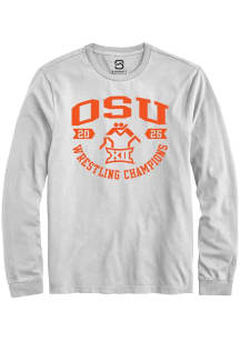 Summit Sportswear Oklahoma State Cowboys White Big 12 2026 Wrestling Champions Long Sleeve T Shirt
