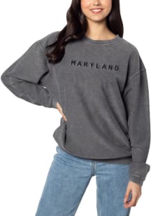 Maryland Womens Charcoal Straight Wordmark Crew Sweatshirt