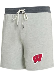 Concepts Sport Wisconsin Badgers Mens Grey PRIMARY LOGO Shorts