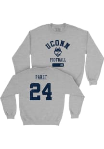 Zion Paret  Campus Ink UConn Huskies Youth Grey NIL Varsity Long Sleeve Crew Sweatshirt