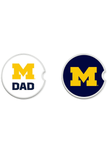 Michigan Wolverines Dad Set of 2 Car Coaster - White