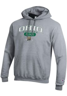 Champion Ohio Bobcats Mens Grey Pill Box Alumni Powerblend Long Sleeve Hoodie