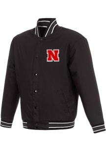 Nebraska Cornhuskers Mens Black Poly Twill Medium Weight Jacket