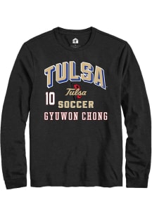 Gyuwon Chong Tulsa Golden Hurricane Black NIL Arch Logo Long Sleeve Player T Shirt