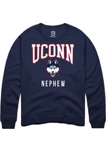 Summit Sportswear UConn Huskies Mens Navy Blue Nephew Long Sleeve Crew Sweatshirt