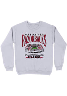 B-Unlimited Arkansas Razorbacks Mens Ash Classic Football Stadium Long Sleeve Crew Sweatshirt