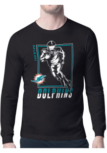 Starter Miami Dolphins Black Grid Long Sleeve T Shirt