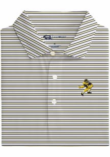 Onward Reserve Iowa Hawkeyes Mens Gold Club House Stripe Short Sleeve Fashion Polo