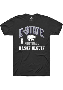 Mason Olguin  K-State Wildcats Black Rally Football NIL Arch Logo Short Sleeve T Shirt