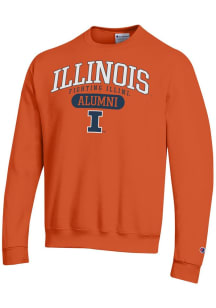 Champion Illinois Fighting Illini Mens Orange Pill Alumni Powerblend Long Sleeve Crew Sweatshirt