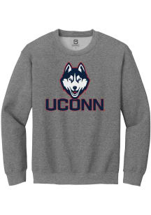 Summit Sportswear UConn Huskies Mens Graphite Primary Logo Long Sleeve Crew Sweatshirt