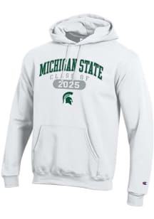Champion Michigan State Spartans Mens White Class of 2025 Pill Powerblend Long Sleeve Hoodie