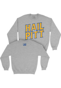 Ally Lau  Campus Ink Pitt Panthers Youth Grey NIL H2P Long Sleeve Crew Sweatshirt