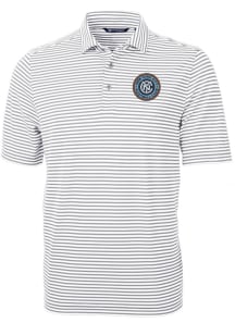 Cutter and Buck New York City FC Grey Virtue Eco Pique Stripe Big and Tall Polo