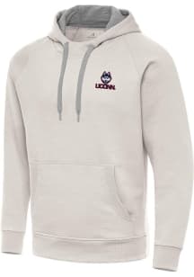 Antigua UConn Huskies Mens Cream Victory Long Sleeve Hoodie