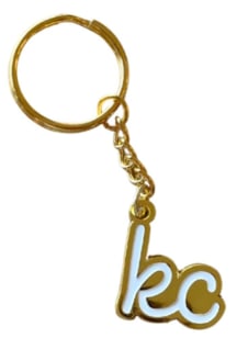Kansas City Gold White Script Keychain - White