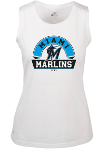 Levelwear Miami Marlins Womens White Macy Banner Arch Tank Top