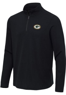 Antigua Green Bay Packers Mens Black Sync Long Sleeve Qtr Zip Pullover