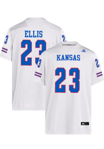 Mason Ellis  Adidas Kansas Jayhawks White NIL Name And Number Football Jersey