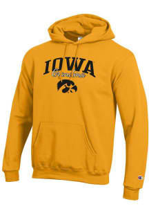 Champion Iowa Hawkeyes Mens Gold Grandma Script Powerblend Long Sleeve Hoodie