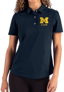 Cutter and Buck Michigan Wolverines Womens Navy Blue Alumni Advantage Short Sleeve Polo Shirt