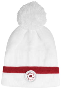 Under Armour Wisconsin Badgers White Sideline Drive Pom Beanie Mens Knit Hat
