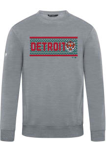 Levelwear Detroit Tigers Mens Grey Zane Sweater Block Long Sleeve Crew Sweatshirt