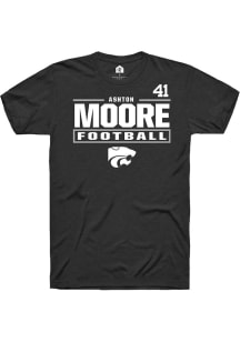 Ashton Moore K-State Wildcats Black Football NIL Stacked Box Short Sleeve Player T Shirt