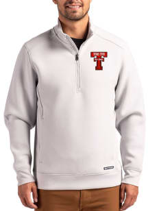 Cutter and Buck Texas Tech Red Raiders Mens Ash Roam Long Sleeve Qtr Zip Pullover