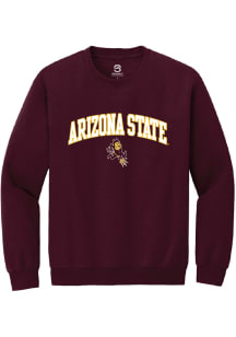 Summit Sportswear Arizona State Sun Devils Mens Maroon Arch Mascot Long Sleeve Crew Sweatshirt