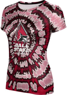 ProSphere Ball State Cardinals Womens Red Tie Dye Short Sleeve T-Shirt