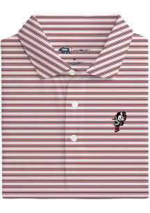 Onward Reserve Ohio State Buckeyes Mens Red Club House Stripe Short Sleeve Fashion Polo