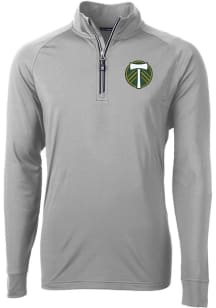 Cutter and Buck Portland Timbers Mens Grey Adapt Eco Knit Long Sleeve Qtr Zip Pullover