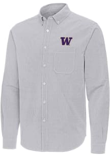 Antigua Washington Huskies Mens Ash Porter Long Sleeve Dress Shirt
