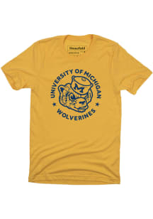 Homefield Michigan Wolverines Yellow Vintage Sailor Bear Short Sleeve Fashion T Shirt