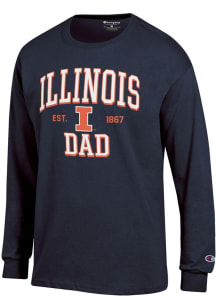 Champion Illinois Fighting Illini Navy Blue Est Date Dad Jersey Long Sleeve T Shirt