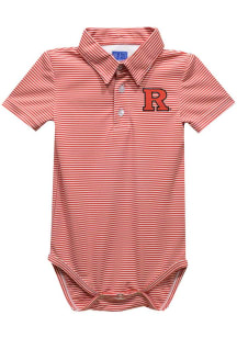 Vive La Fete Rutgers Scarlet Knights Baby Red Pencil Stripe Short Sleeve One Piece Polo