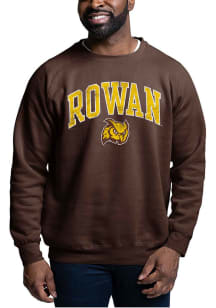Rowan University Mens Brown Arch Mascot Long Sleeve Crew Sweatshirt