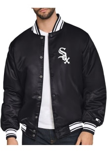 Starter Chicago White Sox Mens Black Homeplate Satin Varisty Medium Weight Jacket