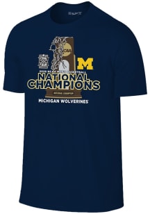 Michigan Wolverines Navy Blue 2026 Men's Basketball National Champions Trophy Short Sleeve T Shirt