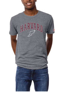 League Harvard Crimson Grey Heather HARVARD ARCH WINGED FOOT ICON TRACK & FIELD Short Sleeve Fashi..