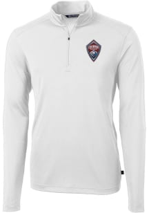 Cutter and Buck Colorado Rapids Mens White Virtue Eco Pique Long Sleeve Qtr Zip Pullover
