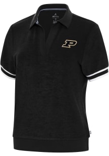 Antigua Purdue Boilermakers Womens Navy Blue Favorite Short Sleeve Polo Shirt
