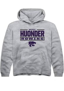 Abigail Huonder Rally K-State Wildcats Youth NIL Stacked Box Long Sleeve Player Hoodie Grey