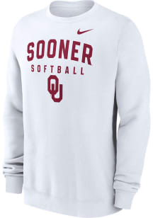 Nike Oklahoma Sooners Mens White Club Fleece Long Sleeve Crew Sweatshirt