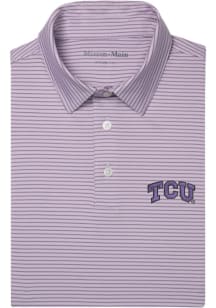 Mizzen+Main TCU Horned Frogs Mens Lavender Versa Stripe Short Sleeve Fashion Polo